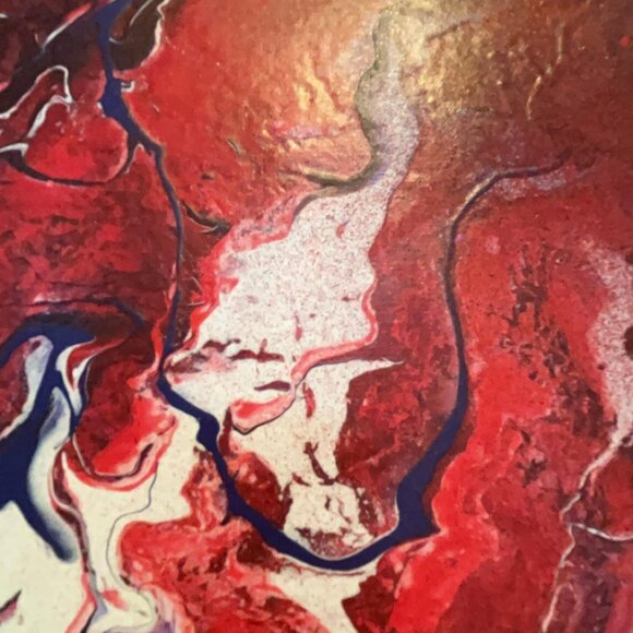 OOAK Original Handmade Abstract Red White and Blue Abstract on Canvas - Picture 5 of 5